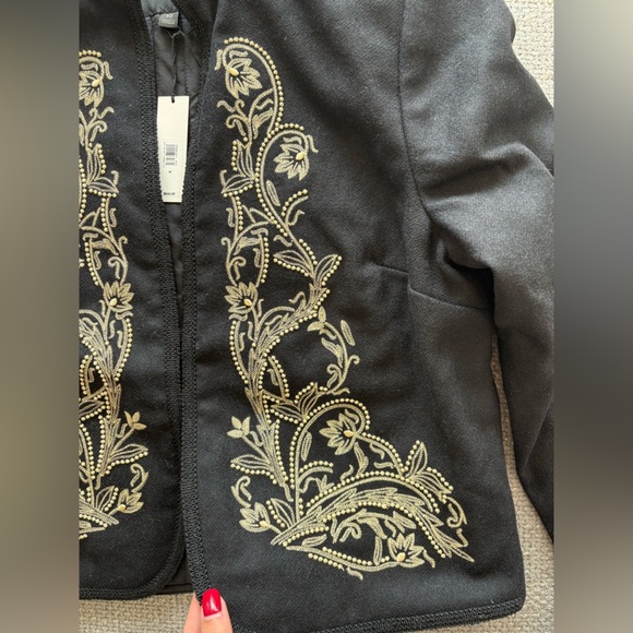 Banana Republic Jadia Embroidered Wool Cropped Jacket - Size 10 - Picture 9 of 15